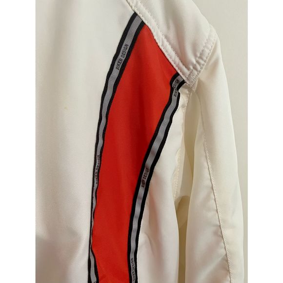VINTAGE White USA Biker Design Jacket XL - Picture 5 of 6